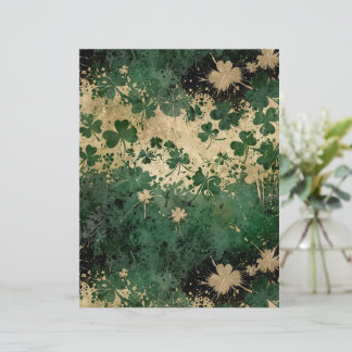St. Patrick's Day Green & Beige Clover Pattern