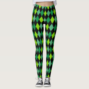 St. Patrick's Day Green Black Pattern Fun Leggings