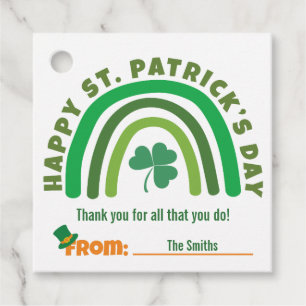 St Patrick's Day - Green Boho Rainbow Clover Favour Tags