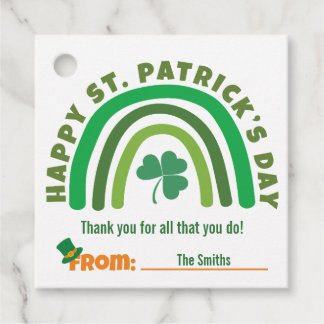 St Patrick's Day - Green Boho Rainbow Clover Favour Tags
