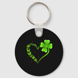 St Patricks Day Green Butterfly Shamrock Heart Wom Key Ring