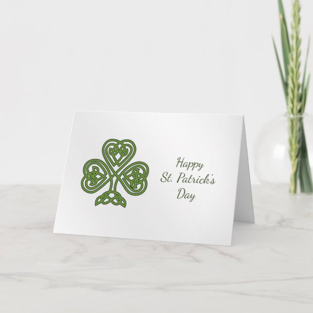 St Patricks Day Green Celtic Shamrock Holiday Card (Front)