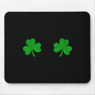 St Patricks Day Green Clover Irish Shamrock Breast Mouse Pad