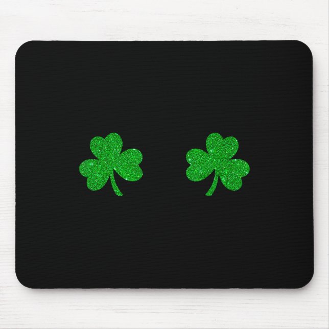 St Patricks Day Green Clover Irish Shamrock Breast Mouse Pad (Front)