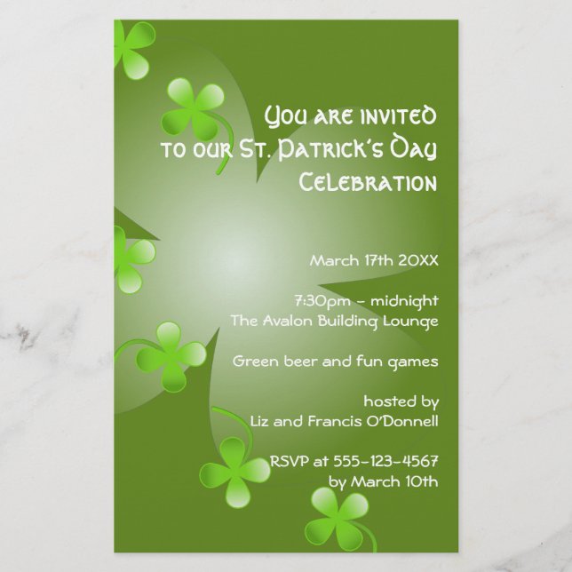 St Patrick's Day green clover party event small Flyer (Front)