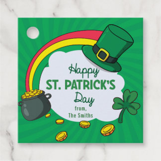St Patrick's Day - Green Clover Rainbow Favour Tags