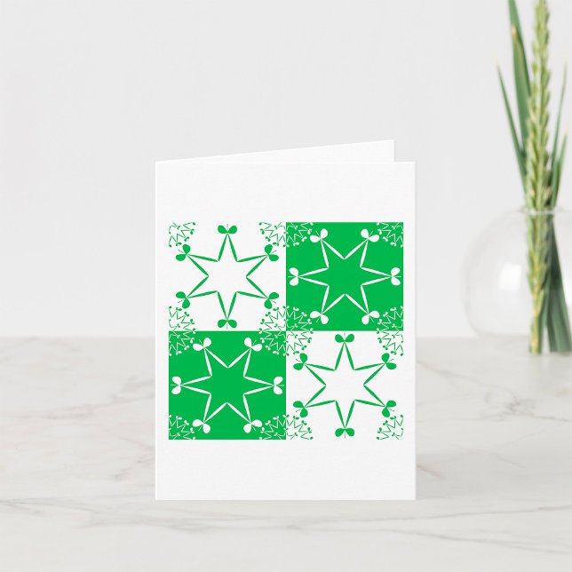 St Patricks Day Green Clover Star Geometric Card (Creator Uploaded)