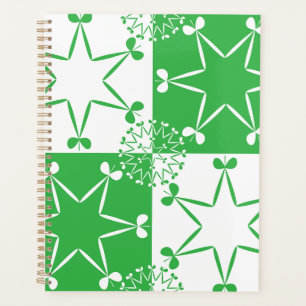 St Patricks Day Green Clover Star Geometric Planner