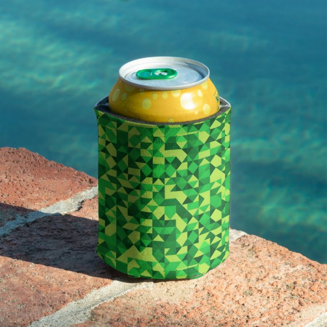 St. Patrick's Day Green Geometric Pattern Can Cooler (In Situ Pool)