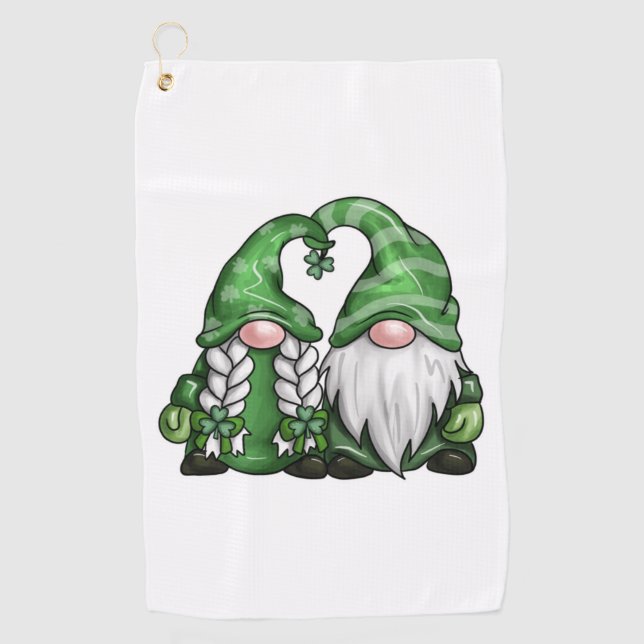 St Patricks Day Green Gnome   Golf Towel (Front)