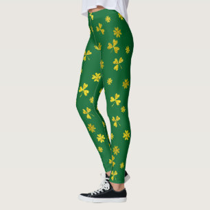 St Patrick's Day Green Gold Irish Shamrocks Leggings