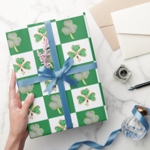 St. Patrick's Day Green Hat Shamrock Vine Irish Wr Wrapping Paper