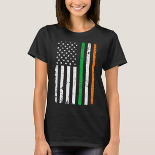 St Patrick's Day Green Irish American Flag Ireland T-Shirt