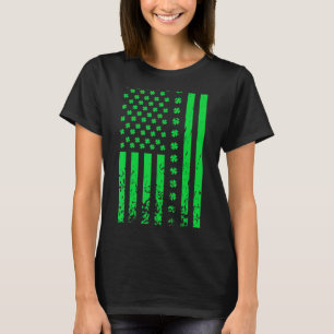 St Patrick's Day Green Irish American Usa Flag Sha T-Shirt
