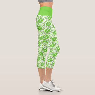 St. Patrick's Day Green Irish Lips Random Pattern Capri Leggings