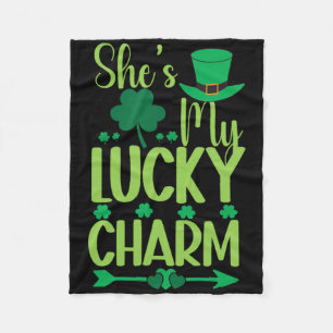 St. Patricks Day Green Irish She Is My Lucky Charm Fleece Blanket