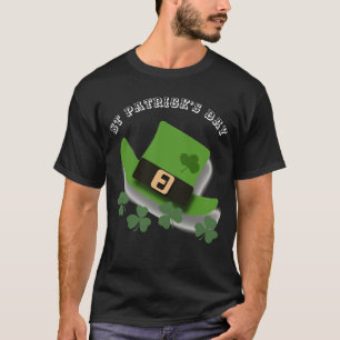 St Patricks Day Green Leprechaun Hat and Shamrock  T-Shirt