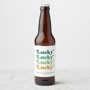 St. Patrick's Day Green & Orange Lucky Beer Bottle Label