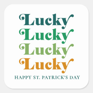 St. Patrick's Day Green & Orange Lucky  Square Sticker