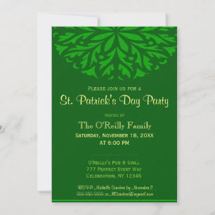 St Patrick's Day   Green Ornamental Invitation