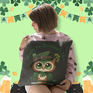 St. Patrick's Day Green Owl personalized Cushion