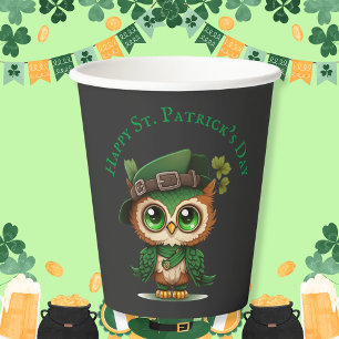 St. Patrick's Day Green Owl personalized  Paper Cups