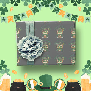 St. Patrick's Day Green Owl personalized  Wrapping Paper