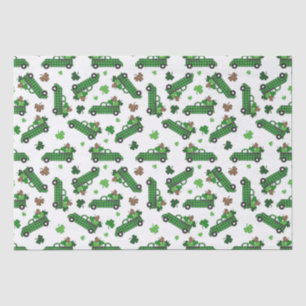 St Patricks Day Green Plaid Truck Clover Leaf  Tissue Paper