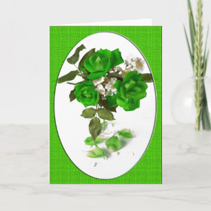 St Patrick's Day Green Rose Bouquet Card