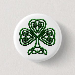 St Patricks Day Green Shamrock 3 Cm Round Badge
