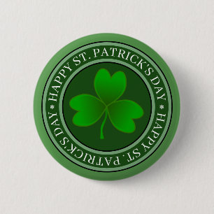 St Patrick's Day Green Shamrock 6 Cm Round Badge
