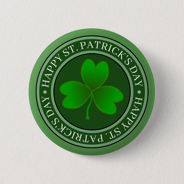 St Patrick's Day Green Shamrock 6 Cm Round Badge (Front)