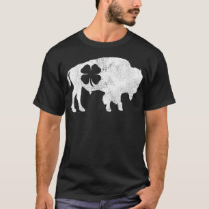 St Patricks Day Green Shamrock Buffalo Bison Irish T-Shirt