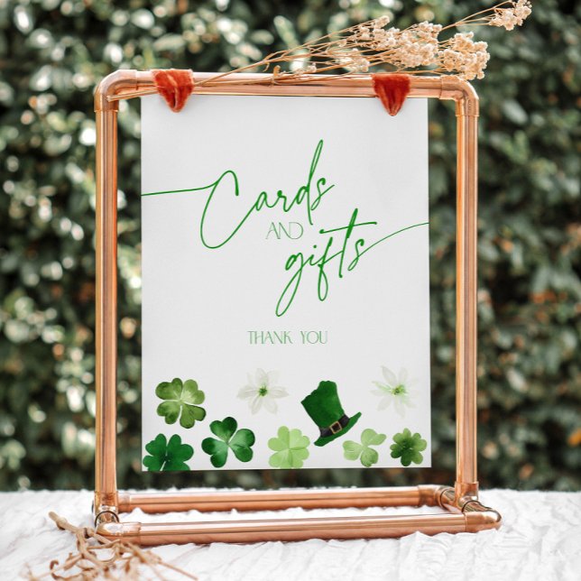 St. Patricks Day Green Shamrock Cards and Gifts Pedestal Sign (St. Patrick's Day Cards and Gifts Sign )