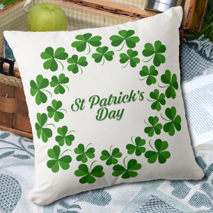 St Patrick's Day Green Shamrock Clover Cushion