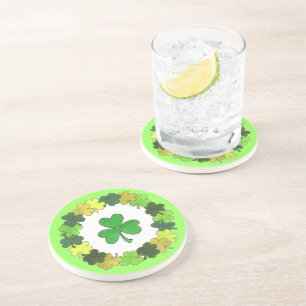St. Patrick's Day Green Shamrock Clover Wreath Coaster
