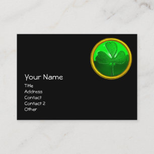 ST PATRICK'S DAY GREEN SHAMROCK GEMSTONE JEWEL BUSINESS CARD