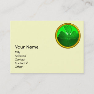 ST PATRICK'S DAY GREEN SHAMROCK GEMSTONE JEWEL BUSINESS CARD