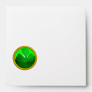 ST PATRICK'S DAY GREEN SHAMROCK GEMSTONE JEWEL ENVELOPE