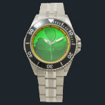 ST PATRICK'S DAY GREEN SHAMROCK GEMSTONE JEWEL WATCH<br><div class="desc">Elegant ,  unique celtic jewel with an emerald gem stone and shamrock inset  for St.Paddy's Day (, St. Patty ). Very accurated nurbs modelling and rendering by Bulgan Lumini (c).Part from series Hyper Talismans.</div>