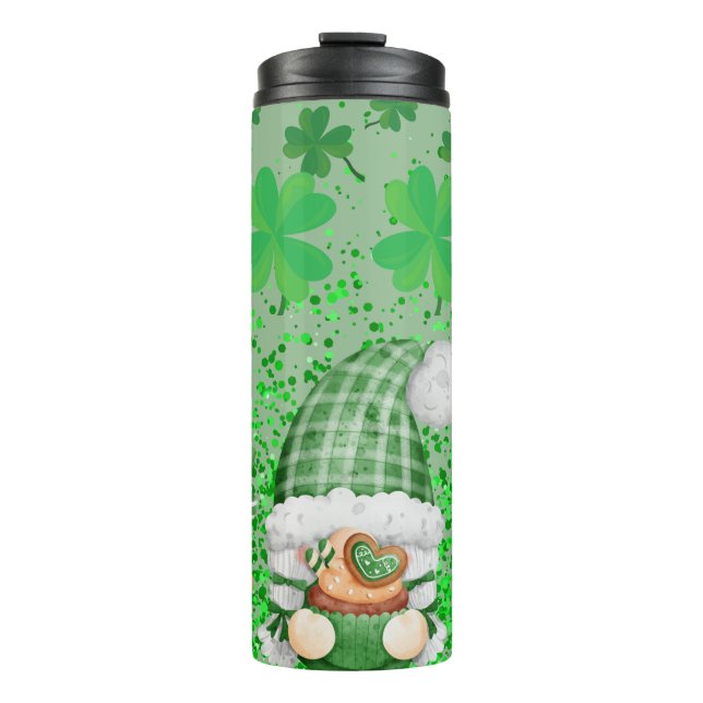 St Patrick's Day Green Shamrock Gnomes Thermal Tumbler (Front)