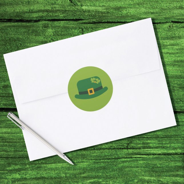 St Patrick's Day Green Shamrock Hat Classic Round  Sticker (Creator Uploaded)