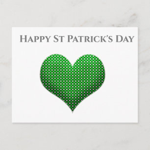 St Patrick's Day Green Shamrock Heart Postcard