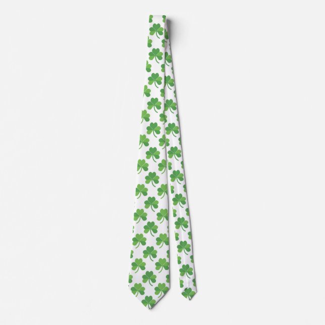 St. Patrick's Day Green Shamrock Men's Neck tie (Front)