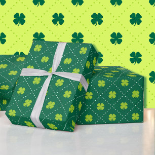 St Patrick's Day Green Shamrock Pattern Cute Wrapping Paper