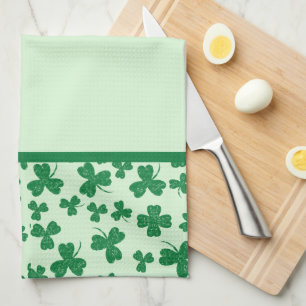 St. Patrick's Day Green Shamrock Pattern Tea Towel