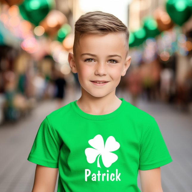 St Patricks Day Green Shamrock Personalised Name T-Shirt (Creator Uploaded)