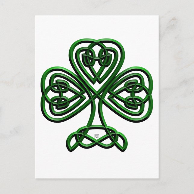 St Patricks Day Green Shamrock Postcard (Front)
