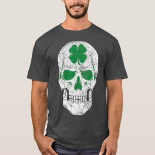 St Patricks Day Green Shamrock Skull Irish Gift T-Shirt