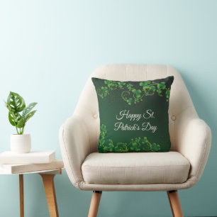 St. Patrick's Day Green Shamrock Vine Irish Party  Cushion